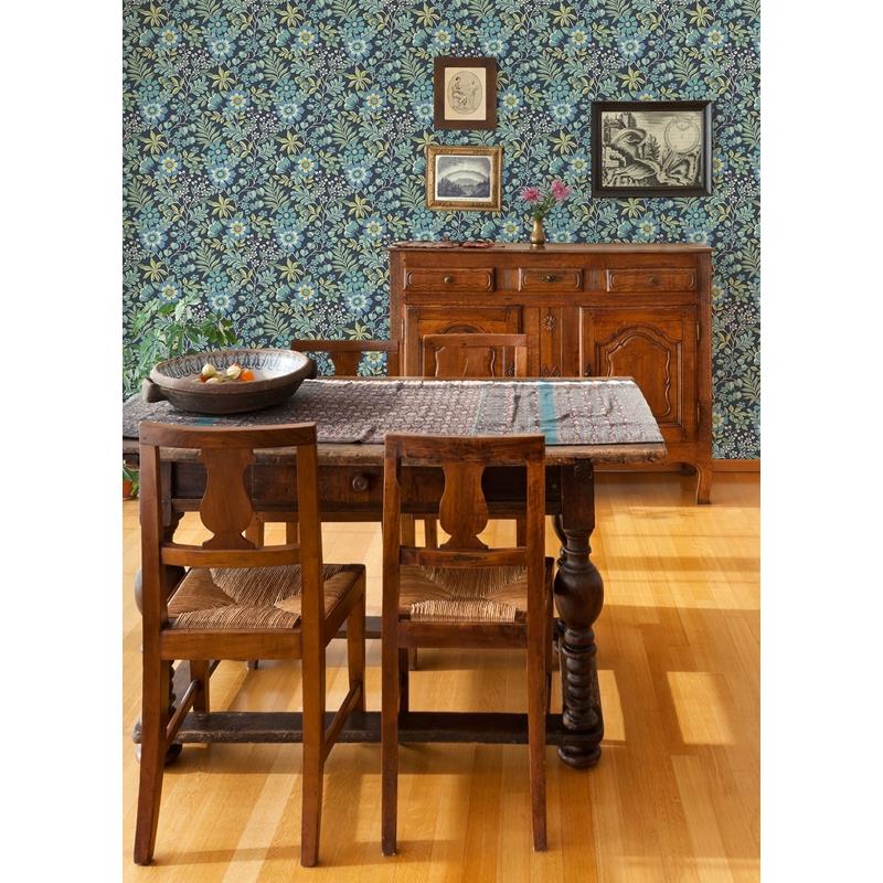 Select 2970-87533 Revival Voysey Navy Floral Wallpaper Navy A-Street Prints Wallpaper