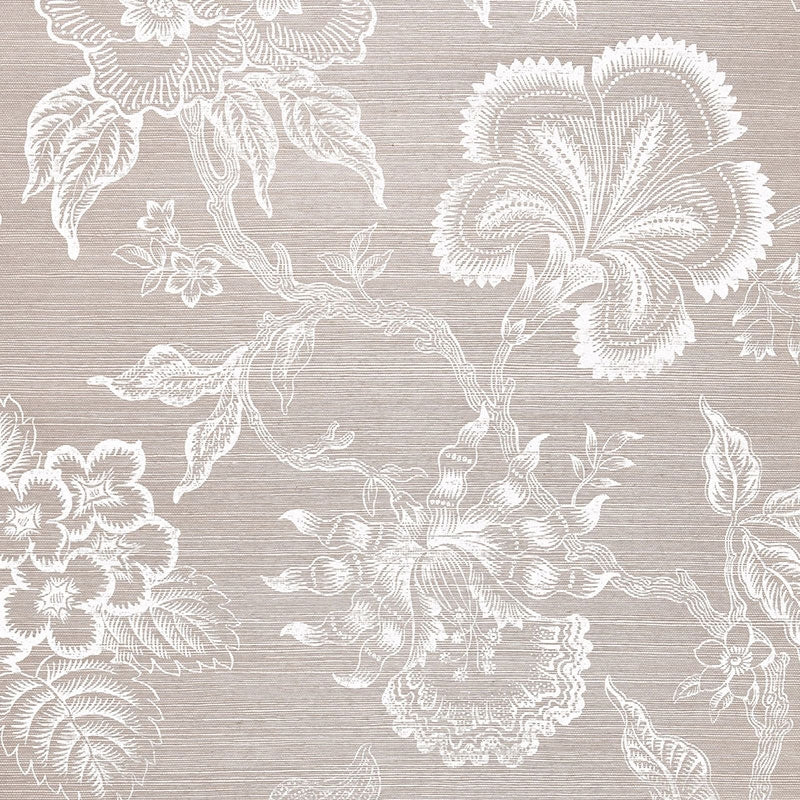 Search 5006091 Hothouse Flowers Sisal Haze Chalk Schumacher Wallpaper