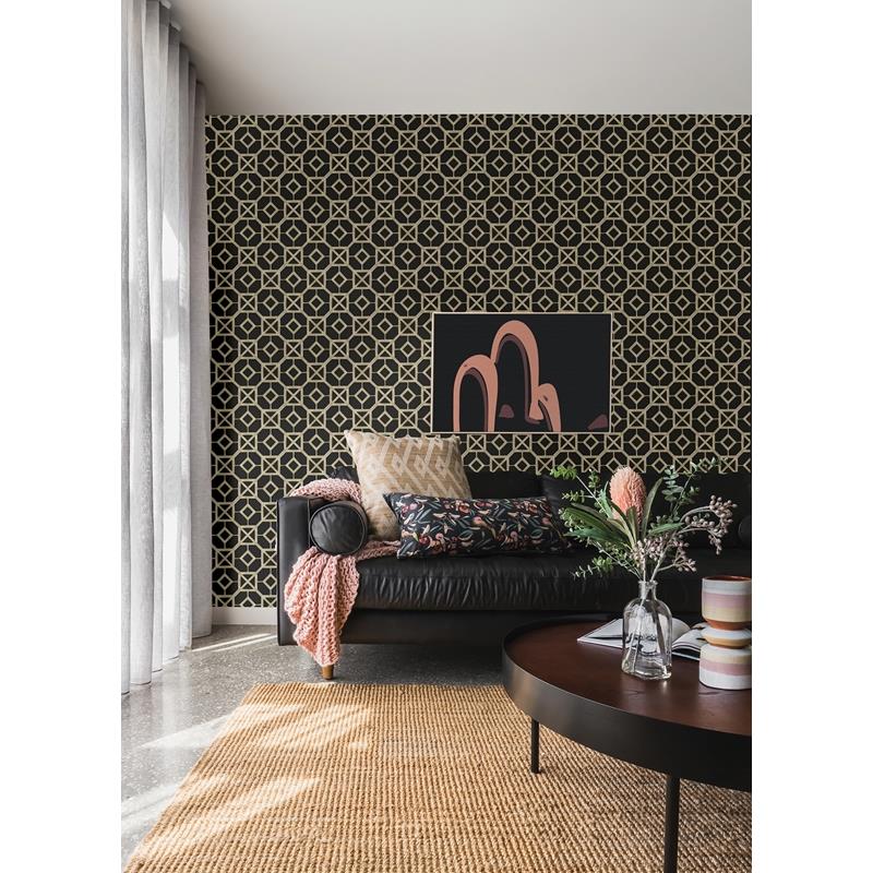 Buy 4014-26409 Seychelles Livia Black Trellis Wallpaper Black A-Street Prints Wallpaper