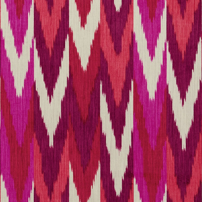 Purchase sample of 176102 Kashgar Ikat Ruby Plum by Schumacher Fabric