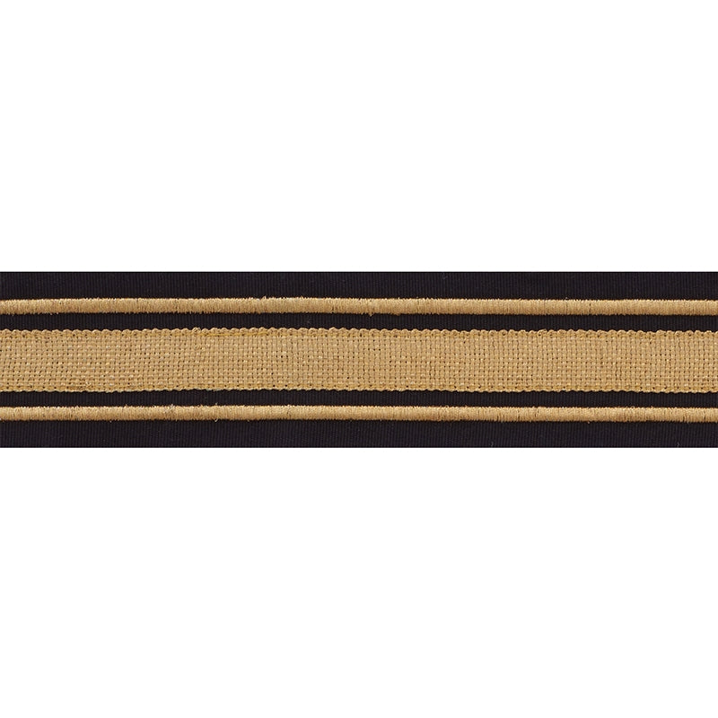 70784 | Military Stripe Tape, Gold On Black - Schumacher Fabric