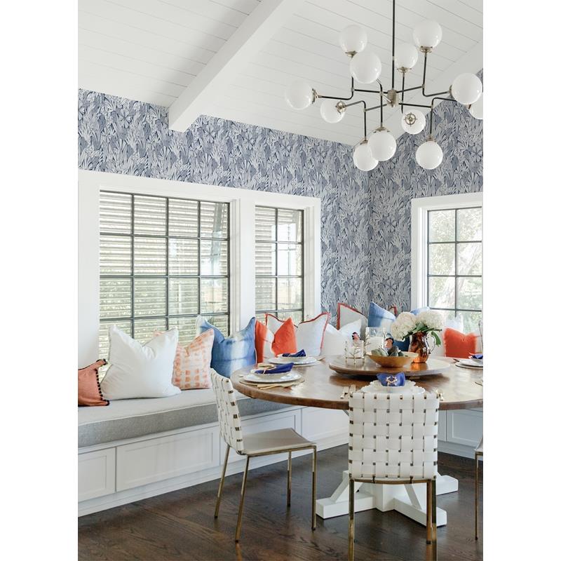 Find 4081-26342 Happy Bannon Blue Leaves Blue A-Street Prints Wallpaper