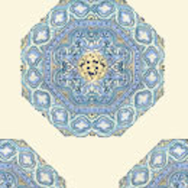 Buy HC1700W-01WP Medallion Celeste Blue On Cream by Quadrille Wallpaper