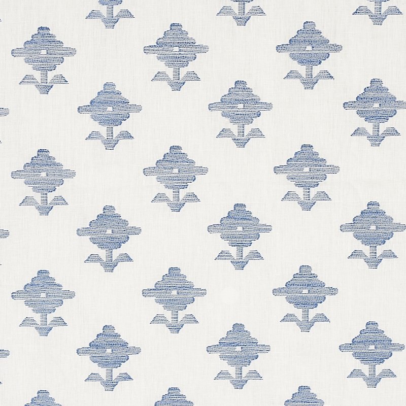 Purchase sample of 74163 Rubia Embroidery, Blue by Schumacher Fabric