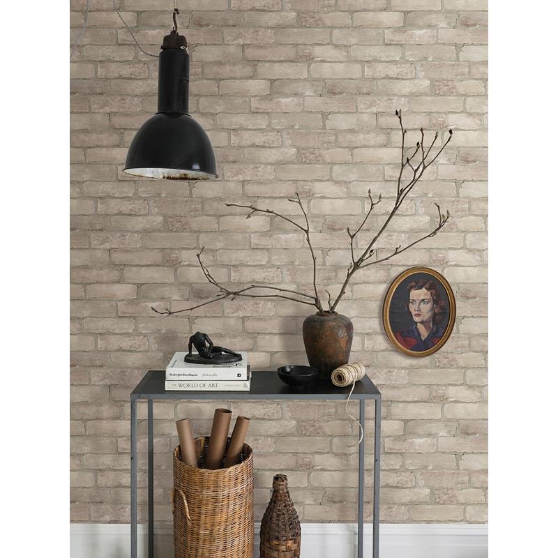 Shop AST4076 Zio and Sons Limewashed Weathered Brick Bone Brick Bone A-Street Prints Wallpaper