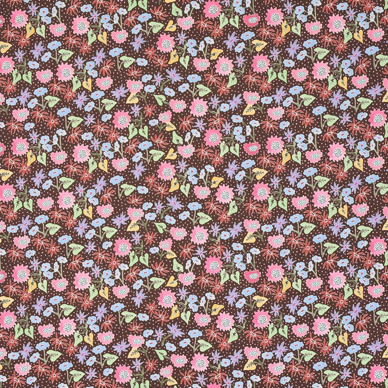 Find 5013502 Calico Multi On Brown Schumacher Wallcovering Wallpaper