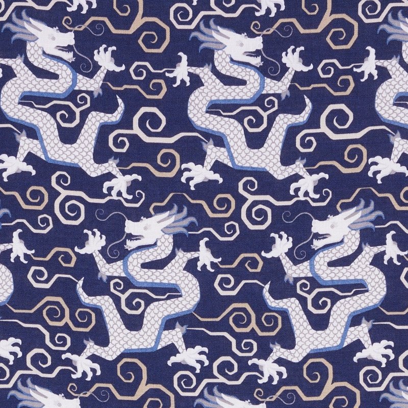 Purchase sample of 179000 Bixi Dragon, Blue by Schumacher Fabric