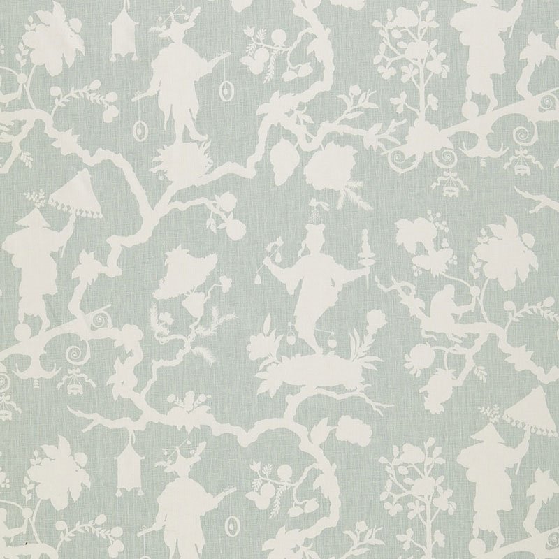 Purchase sample of 174580 Shantung Silhouette Print, Mineral by Schumacher Fabric