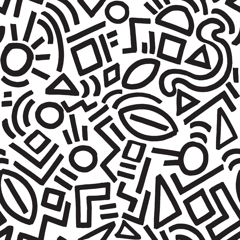 AES4789 Aelfie Black Doodle Abstract Peel & Stick Wallpaper by NuWallpaper