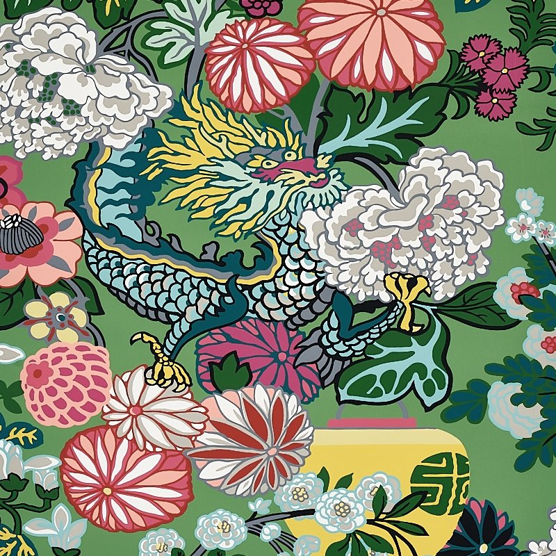 5001067 | Chiang Mai Dragon, Jade - Schumacher Wallpaper