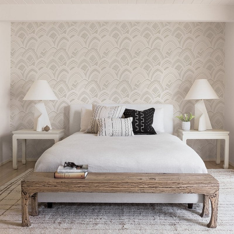 Buy 2969-87352 Pacifica CABARITA White Art Deco Leaves White A-Street Prints Wallpaper