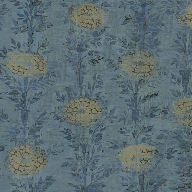 Shop AF6520 Tea Garden French Marigold Blue Gold by Ronald Redding Wallpaper