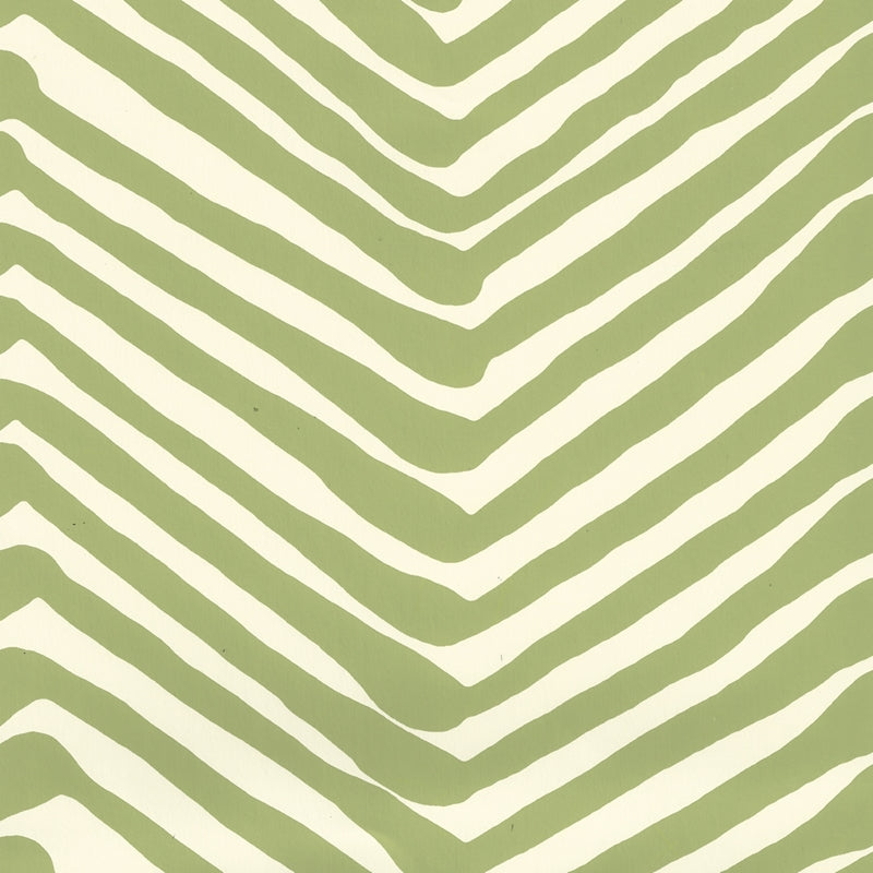 Shop AP302-32 Zig Zag Jungle Green on Off White by Quadrille Wallpaper