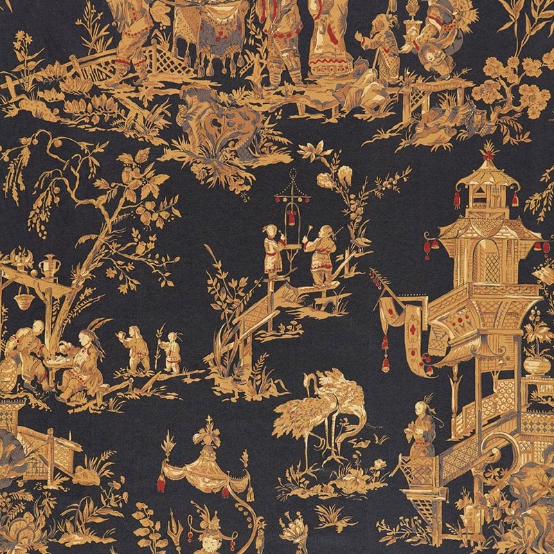 Purchase sample of 168274 Chinois, Charcoal by Schumacher Fabric