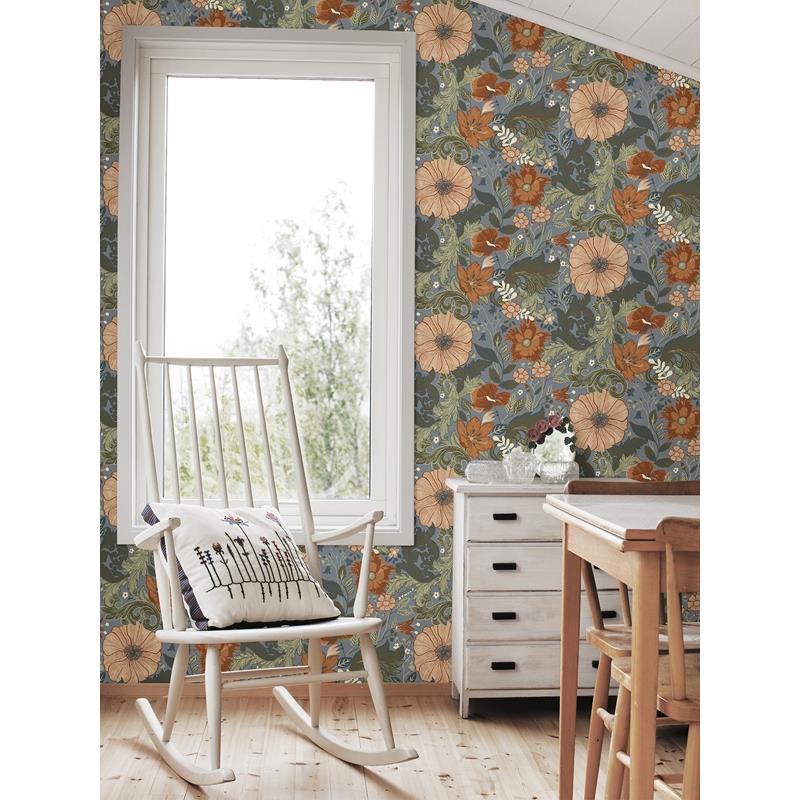 Buy 2999-13108 Annelie Victoria Blue Floral Nouveau Blue A-Street Prints Wallpaper