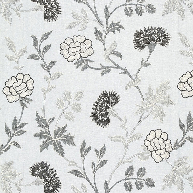 Purchase sample of 65663 Sheridan Linen Embroidery, Grisaille by Schumacher Fabric