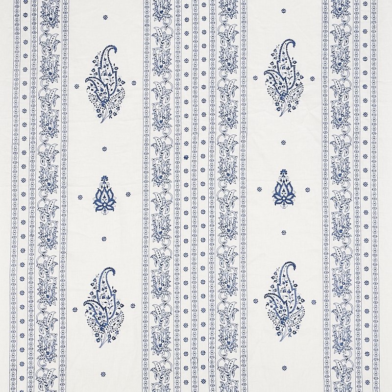 Purchase sample of 65802 Jaipur Linen Embroidery, Blue by Schumacher Fabric