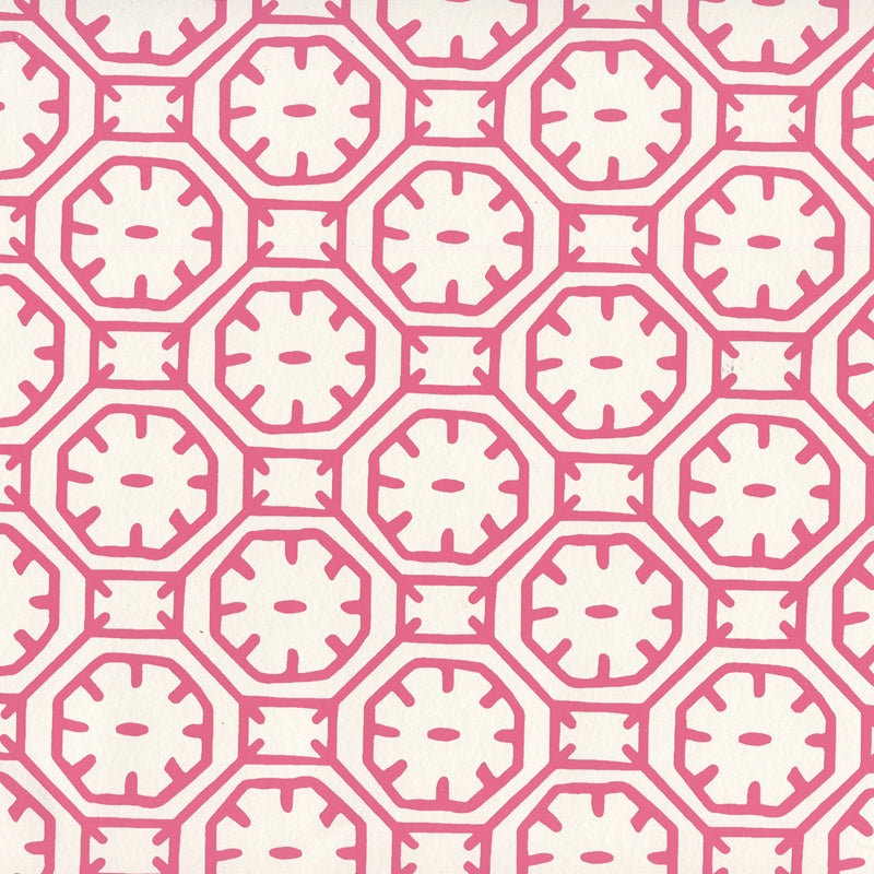 Looking 8150WP-06 Ceylon Batik Magenta on Almost White by Quadrille Wallpaper