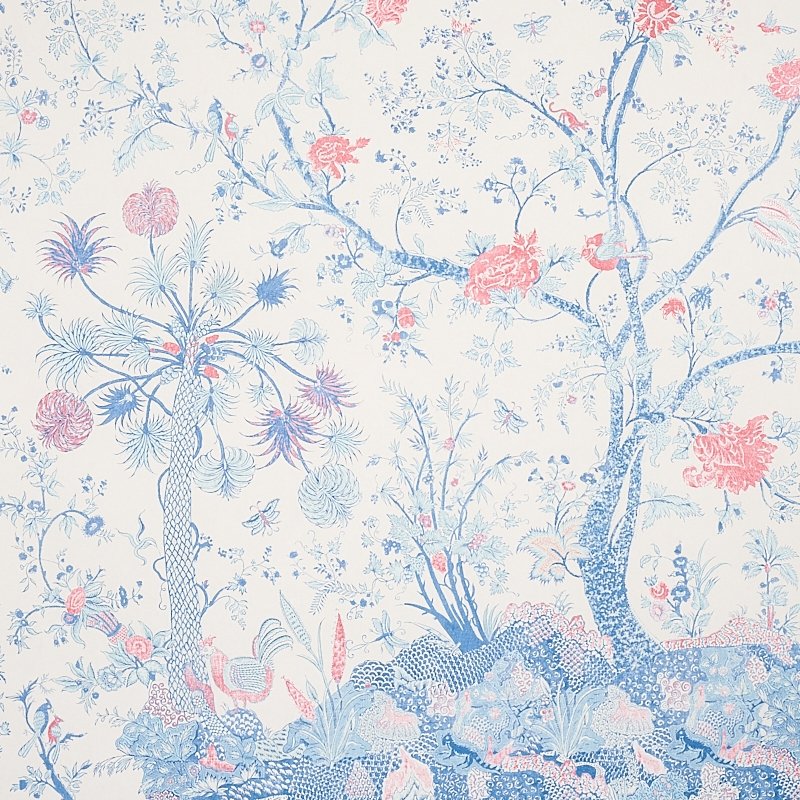 Shop 5012330 Amaltas Panel Blue and Red Schumacher Wallcovering Wallpaper
