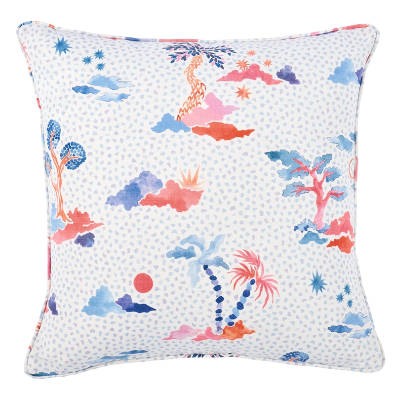 So18019005 | Valetta 20" Pillow, Sky and Pink - Schumacher Furniture and Accessories