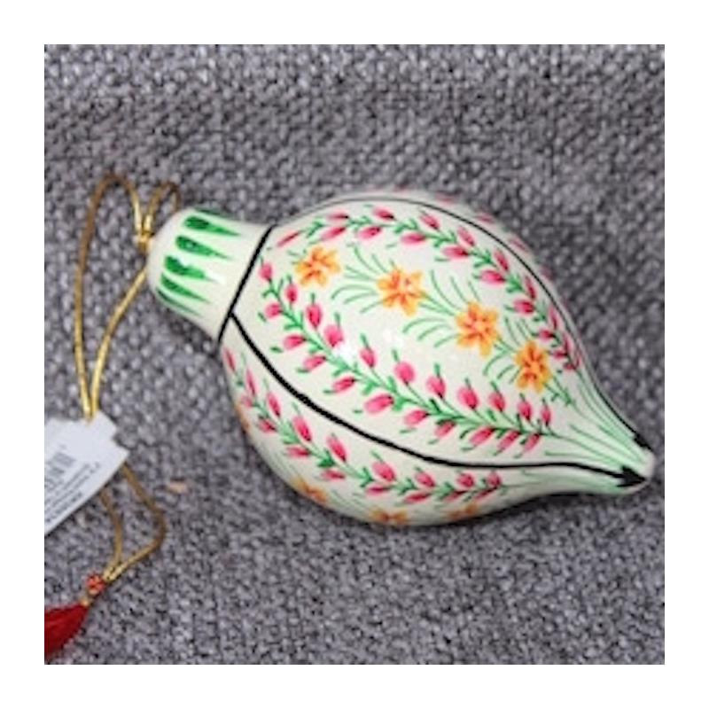XM3693C Cream floral paper mache ornament