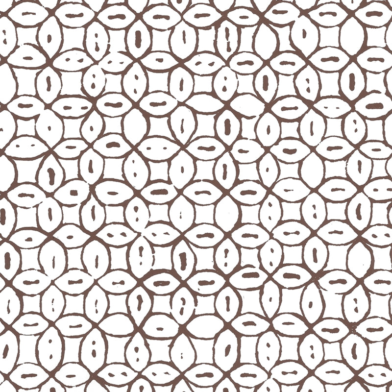 Find 6450-07WWP Melong Batik Brown on White by Quadrille Wallpaper