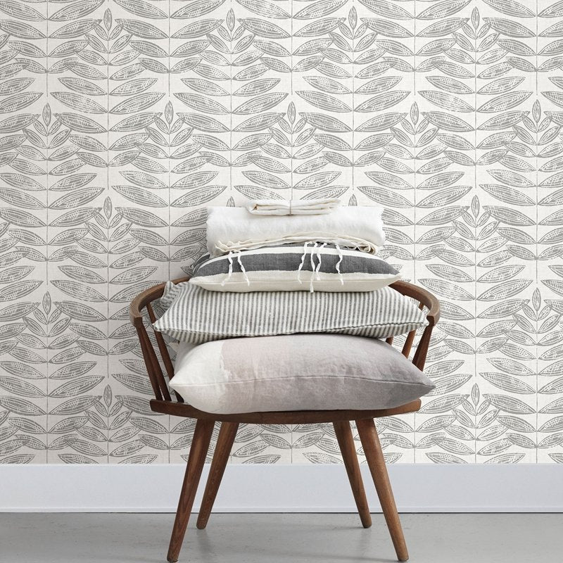 Save on 2999-25101 Annelie Akira Grey Leaf Grey A-Street Prints Wallpaper