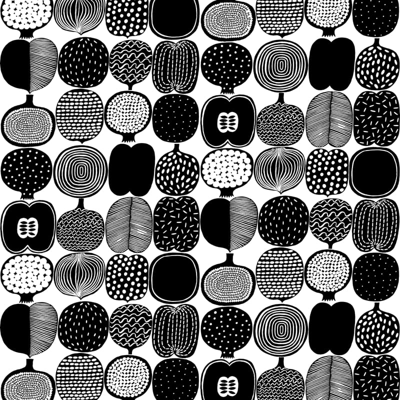 MKS4501 Marimekko Black and White Kompotti Peel & Stick Wallpaper by NuWallpaper