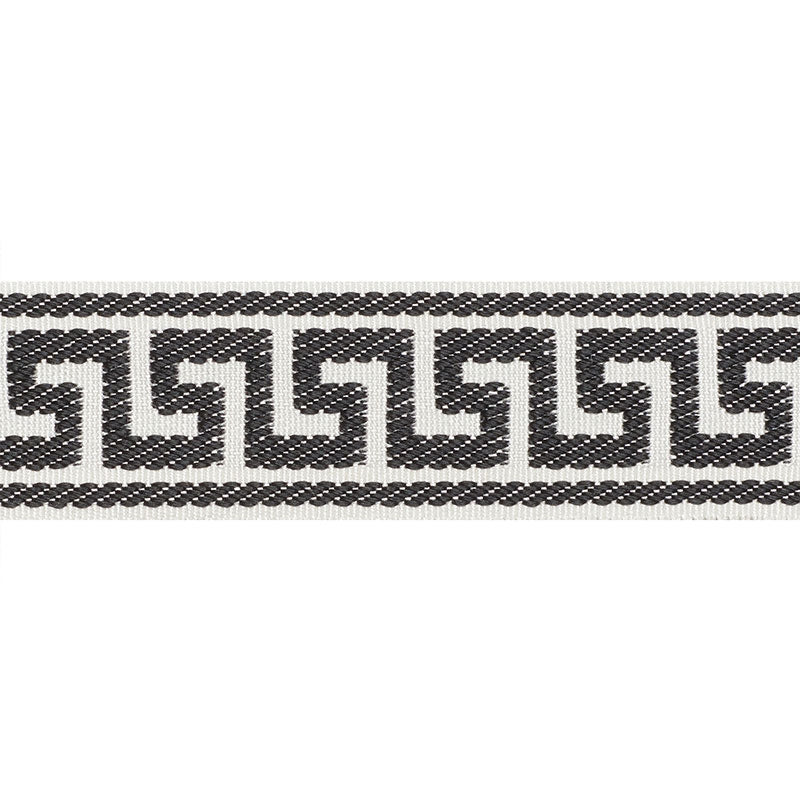 74685 | Etienne Silk Greek Key Narrow, Black - Schumacher Fabric