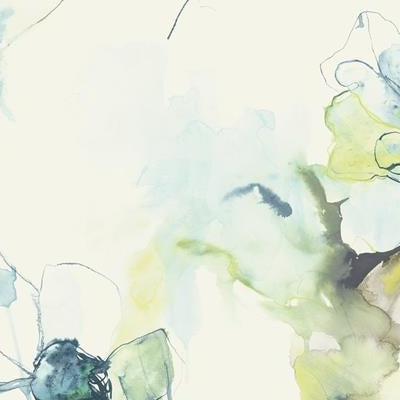 Shop LW50004 Living with Art Anemone Watercolor Floral Glacier Blue and Pear by Seabrook Wallpaper