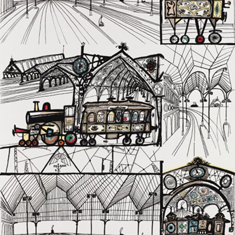 Shop 2703940 Trains Multi On White Schumacher Wallpaper