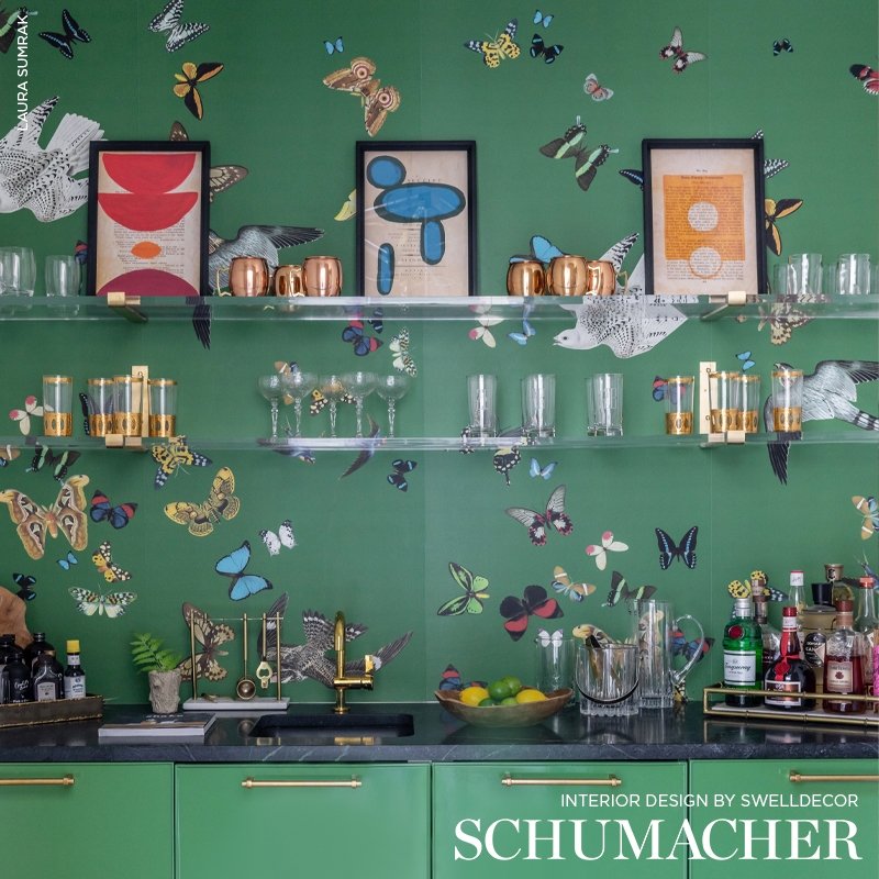 Select 5010860 Queen's Flight Panel Set Green Schumacher Wallcovering Wallpaper