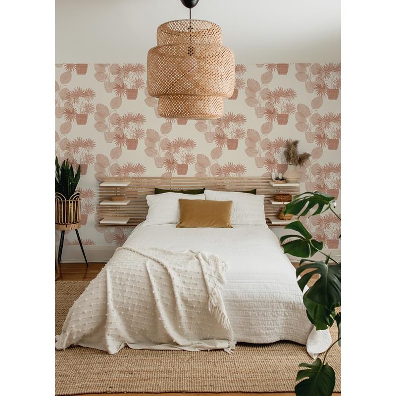 Save on 4014-87556 Seychelles Aida Pink Potted Plant Wallpaper Pink A-Street Prints Wallpaper