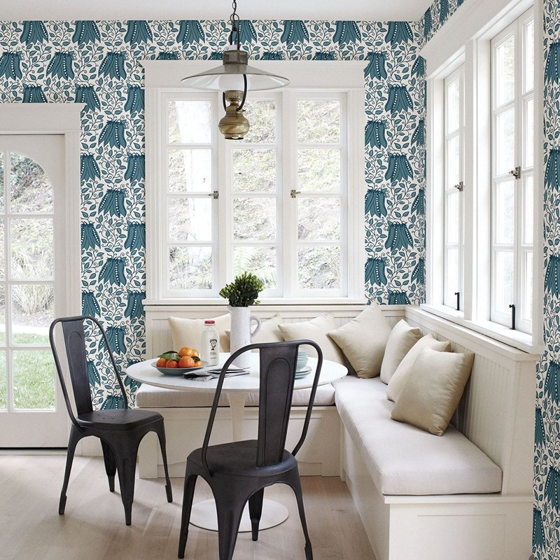 Acquire 2821-25118 Folklore. Peas in a Pod Teal A-Street Wallpaper