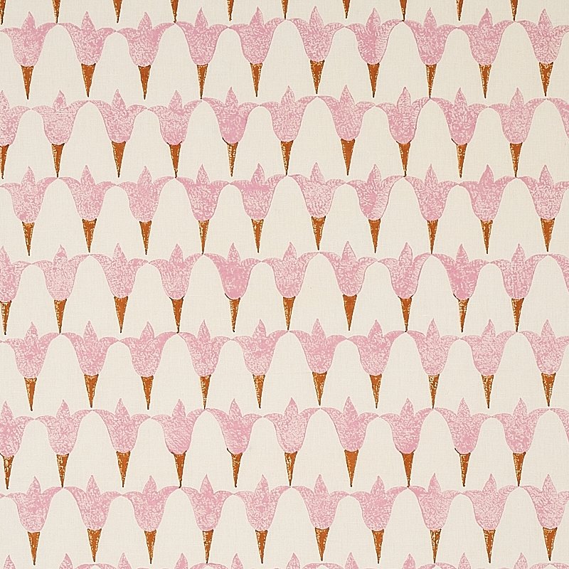 Purchase sample of 179821 Tulip Hand Block, Rose and Copper by Schumacher Fabric