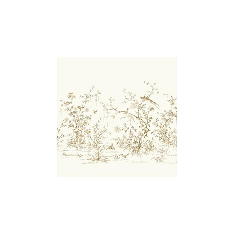 Sample - KT2262M Ronald Redding 24 Karat, Flowering Vine Chino Wallpaper Mural White by Ronald Redding