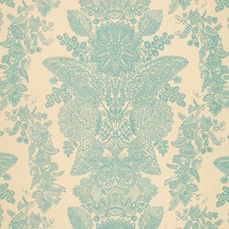 Purchase sample of 2643833 Lace, Aqua by Schumacher Fabric