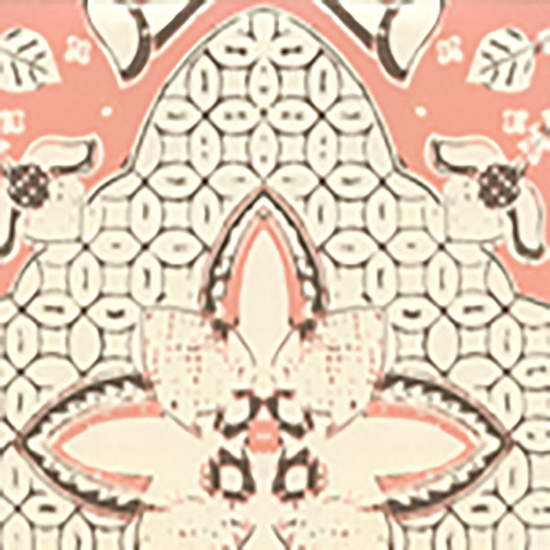 Sample 6430-12WP New Batik, Apricot Brown on Off White by Quadrille Wallpaper