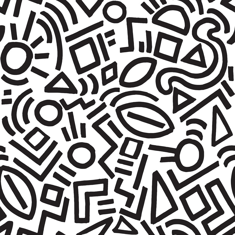 AES4789 Aelfie Black Doodle Abstract Peel & Stick Wallpaper by NuWallpaper