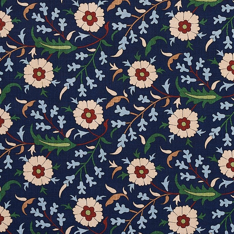 Purchase sample of 179951 Floralia, Indigo by Schumacher Fabric