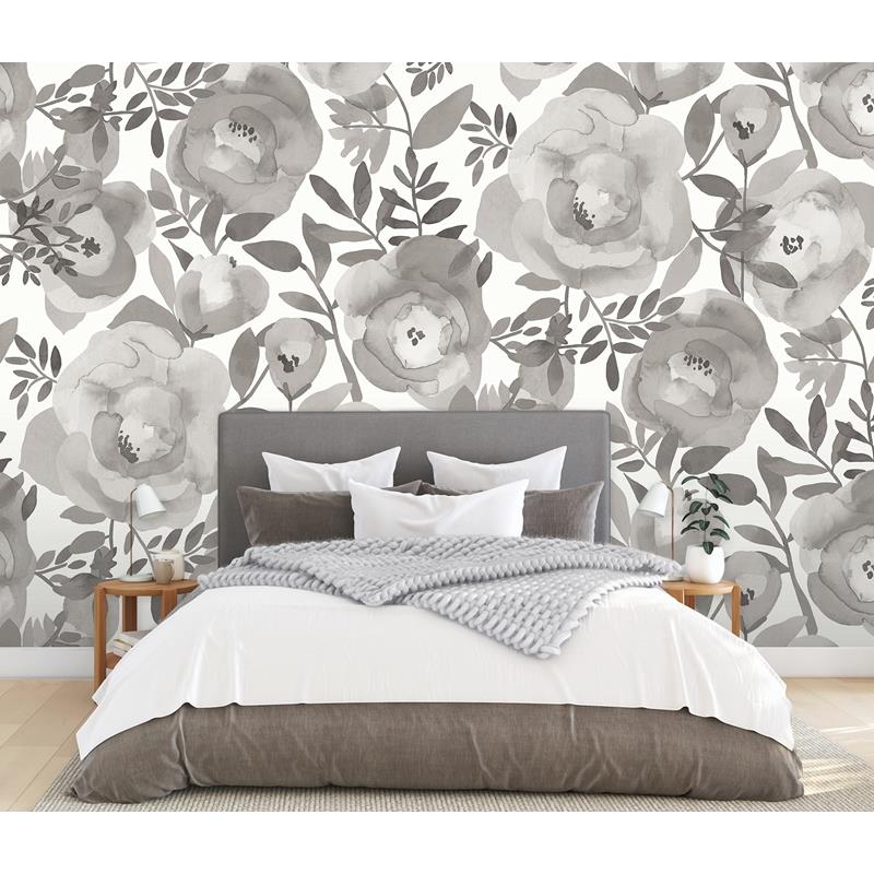 View ASTM3906 Katie Hunt Blooming Floral Dove Grey Wall Mural A-Street Prints Wallpaper