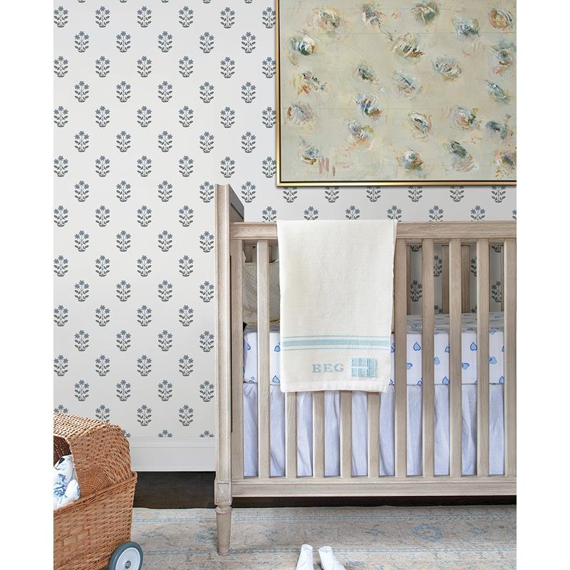 Order AST4358 Erin Gates Kit Blue Heather Floral Wallpaper Blue Heather A-Street Prints Wallpaper