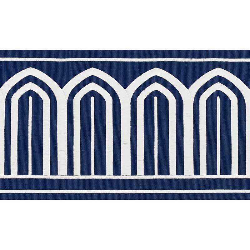 70775 | Arches Embroidered Tape Wide, Marine - Schumacher Fabric