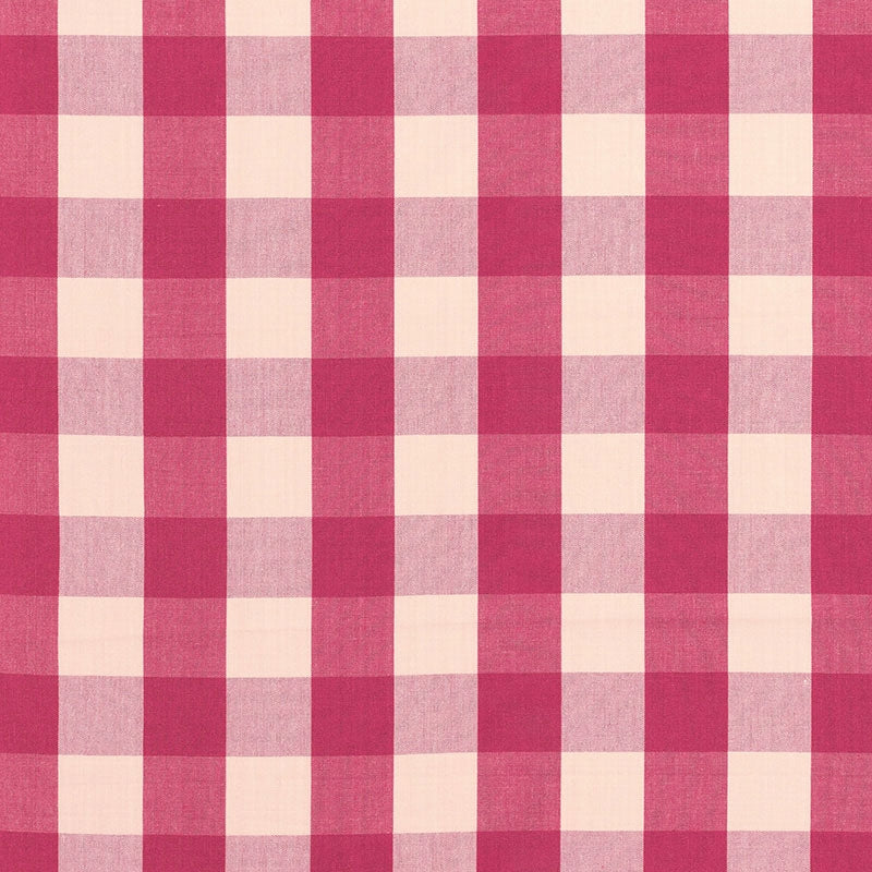 Purchase sample of 63035 Camden Cotton Check, Raspberry by Schumacher Fabric