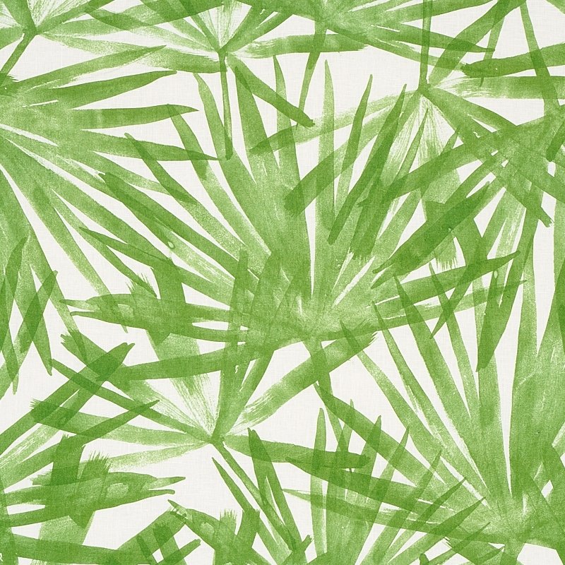 Purchase sample of 179601 Sunlit Palm Linen, Green by Schumacher Fabric