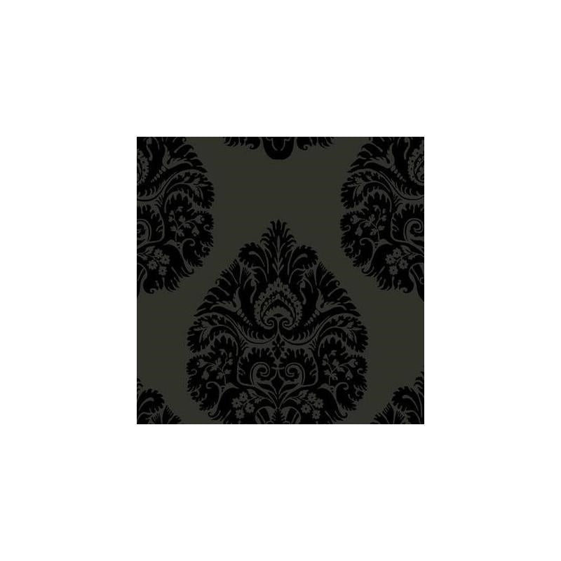 Sample - KT2144 Ronald Redding 24 Karat, Teardrop Damask Wallpaper Black by Ronald Redding