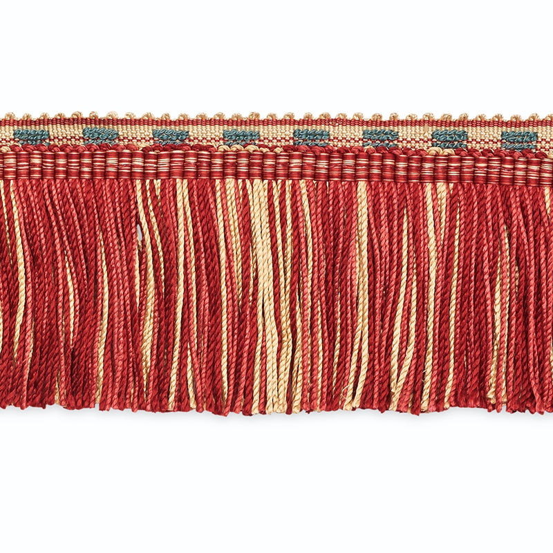 CF3019-2 | Lucinda Cut Fringe, Ecru/Delft/Garnet - Schumacher Fabric