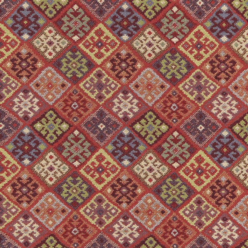 Purchase sample of 67142 Kilim Weave, Carmine by Schumacher Fabric