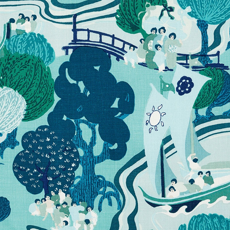 Purchase sample of 173063 Pearl River, Sea by Schumacher Fabric