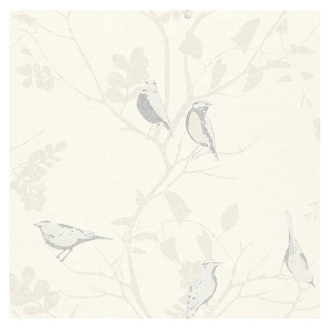 Acquire WW-268545 Cosy White Yellow Birds by Washington Wallpaper